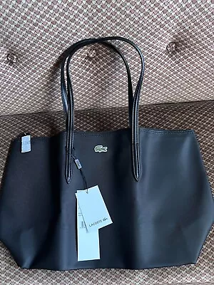 Lacoste L.12.12 Concept Zip Large Tote Bag Black Shoulder Handbag Spring Beach • £43