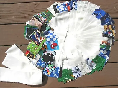 Huge Lot 3  Strips JELLY ROLL Quilt Fabric Muslin ++3  Squares All Sports Theme  • $9.99