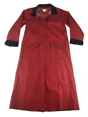 Talbots Womens Red Full Length Button Up Water Resistant Rain Trench Coat Size S • $45.49