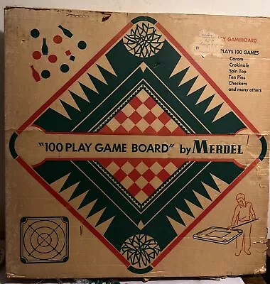 VTG Merdel Wood Carrom Game Board No. 100 With Original Box Sticks & Game Pieces • $102.99