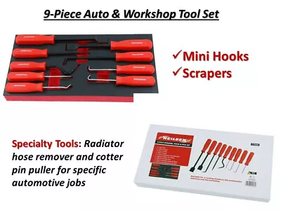 9-Pcs Scraper Hook And Pick Set Mechanic's Toolkit: Hooks Picks & Scrapers 5806 • $23.50