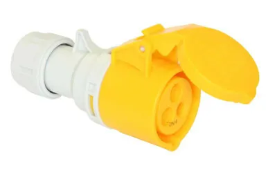 Yellow 16A Industrial Female Electrical Plug Socket 110V 16 Amp UK MADE  T37A  • £6.99