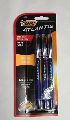 £14.97 • Buy Bic Atlantis Bold Blue Ink 1.6mm Ball Pens 51872 Pack Of 3
