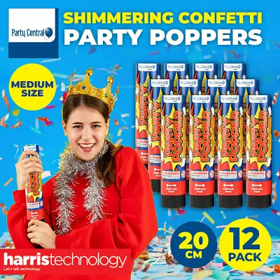 Party Central 12PK Party Popper Twist Release Shimmering Confetti 20cm • $27.95