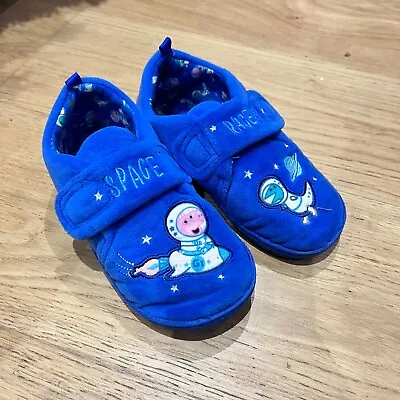 £3.99 • Buy Boys PEPPA George PIG  Space Racers Slippers W/ Fastening Size 10 To 11 Infant