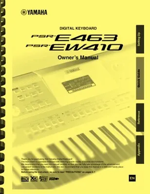 Yamaha PSR-E463 PSR-EW410 Keyboard OWNER'S MANUAL • $34.18
