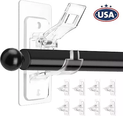 8× Nail Free Adjustable Curtain Rod Clip Brackets Self Adhesive Holder Hooks USA • $8.27