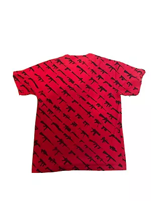 $55 • Buy Vintage Rogue Status All Over Print Gun Show Red Skate Shirt Rob Dyrdek AOP Sz M