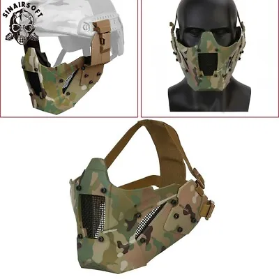 Tactical Mesh Iron Half Face Mask Airsoft Paintball FAST Helmet Mask Military • £29.99