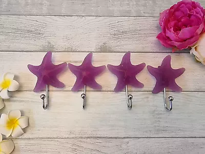 Purple Resin Starfish Hook Bathroom Coat Hooks Nautical Wall Hanging Sets 2 3 4 • £2.99