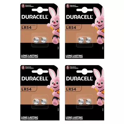 8 X Duracell LR54 Alkaline Batteries 1.5V - 189 LR1130 AG10 GP189 L1130 389A • £6.65