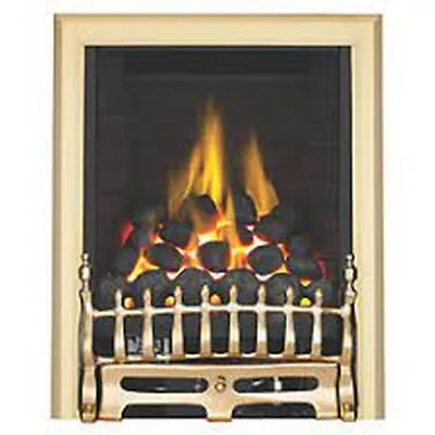 FOCAL POINT BLENHEIM BRASS ROTARY CONTROL INSET GAS FULL DEPTH FIRE 480X180x585 • £209.99