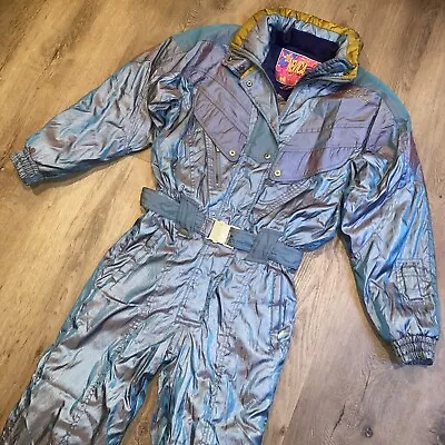 Nevica Ski Suit One Piece Snowsuit FS 20 Expert Snow Bib Iridescent Vtg Womens 8 • $199.99