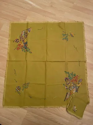 VTG Mexican Hand Embroidered Table Cloth And Napkin Set Bridge Table CUTE • $49