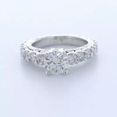 3.1CT Natural Diamond G/SI2 Round Cut 14K White Gold 4-Prong Vintage Accent Ring • $5485.50