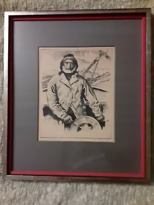 Rare R.H. Palenske    Grand Old Man Of  The Sea   SIGNED Framed Etching • $75