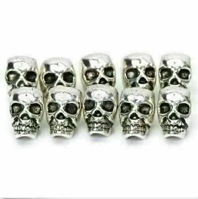 10 Tibet Silver Antique Steampunk Skull Spacer Bead DIY JEWELRY CRAFT FINGDINGS • $2.76