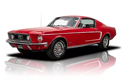 1968 Ford Mustang Red- White Stripe | 24x36 Inch POSTER | Vintage Classic Car • $23.99