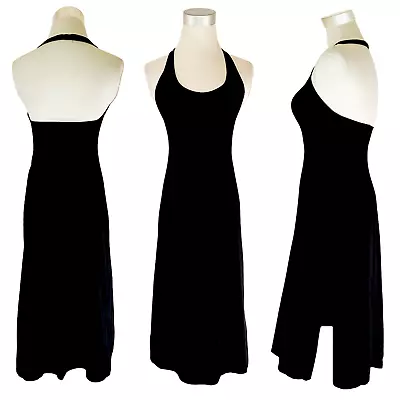 OLGA M Black Stretch Bodycon Halter Nightgown #244 VTG Rare HTF Early 70s • $125