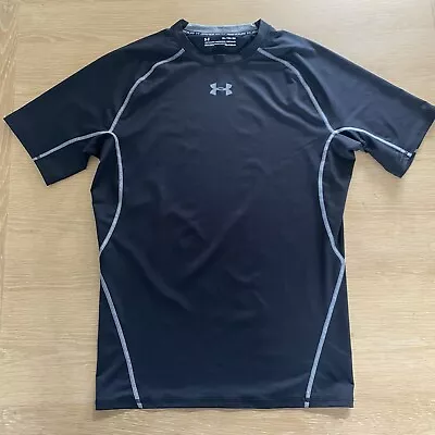 Under Armour Compression Top T-Shirt Heat Gear Base Layer Black Tee Mens Medium • £15