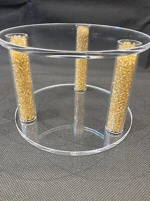 Round Acrylic Cake Spacer Separator Gold Bead Filled Wedding 6  Diameter 4  High • £14.99