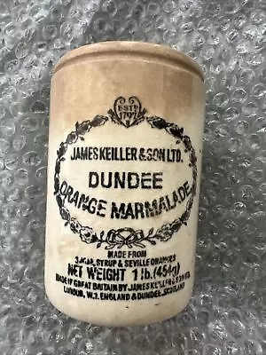 Antique Vtg English James Keiller & Sons Stoneware Dundee Marmalade Jam Jar 1 Lb • $25