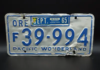 1965 Oregon POWER UNIT License Plate PACIFIC WONDERLAND • $17.99