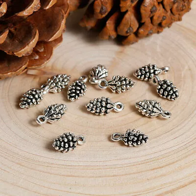 Tibetan Silver Pine Cones Autumn Seasons Charms 13mm X 6mm C31 • £2.50