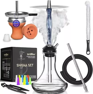 Hookah Set Stainless Steel - Resin Shisha 70cm Water Pipe Exhaust System Complet • £55.99