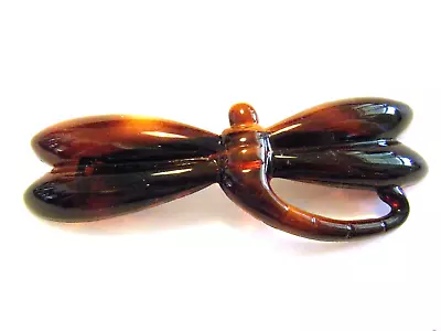 4  Large Vintage Dragonfly French Hair Barrette Faux Tortoise Shell Celluloid • $20