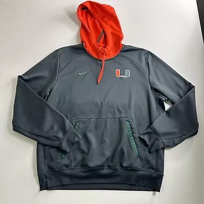 Nike Miami Hurricanes Hoodie Sweatshirt Mens Size XL Therma Fit Sweater Green • $35.99