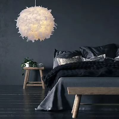 Gigi Fluffy Feather Light/Lamp Shades For Pendant Ceiling LightTable/Floor Lamp • £18.97