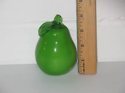 Murano Art Style Vintage Glass Fruit Green Pear Unbranded Retro MCM Antique • $13.49