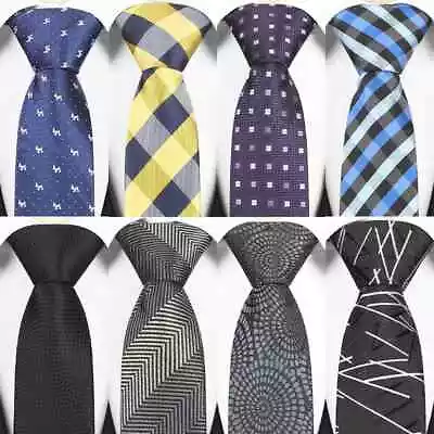 Mens Tie 6CM Skinny Tie For Men Narrow Slim Necktie Plaid Dot Stripes Neck Ties • $3.58