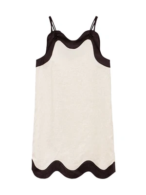 $275 • Buy Staud Women Renata Scalloped Trim Mini Dress Natural/Black