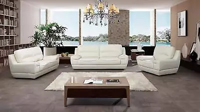 3PC White Modern Contemporary Top Grain Leather Sofa Loveseat Chair Set • $4095