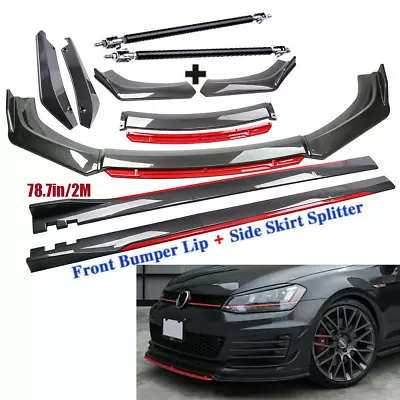 Carbon Fiber Front Bumper Lip Spoiler + Side Skirt Rear For Volkswagen Rabbit • $159.99