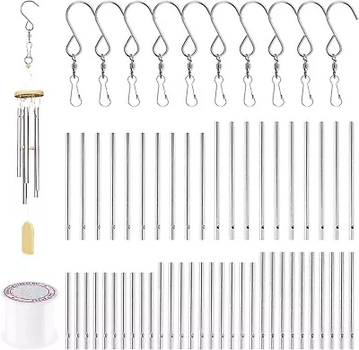 Swpeet 61Pcs Wind Chime Tubes Parts And 100 Yard Wind Chime Wire With Swivel Hoo • $30.41