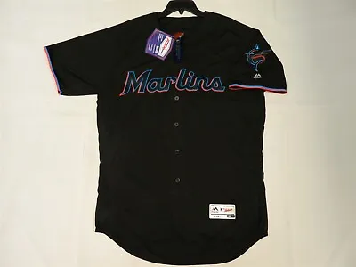 Authentic Miami Marlins Alternate Black Flex Base Jersey 52 • $125