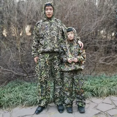 Men Women Kids Outdoor Ghillie Suit Camouflage Suit Training Leaves Pants Jacket • $40.77