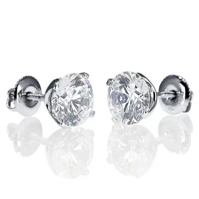 1 Carat Solitaire Diamond Stud Earrings Round Cut L-M/I1-I2 14K White Gold • $1539.35