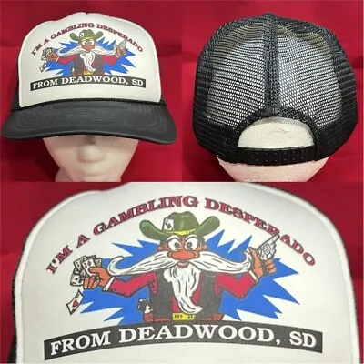 Vtg Gambling Desperado Mesh Trucker Snapback Hat Deadwood South Dakota Logo Cap • $24.99