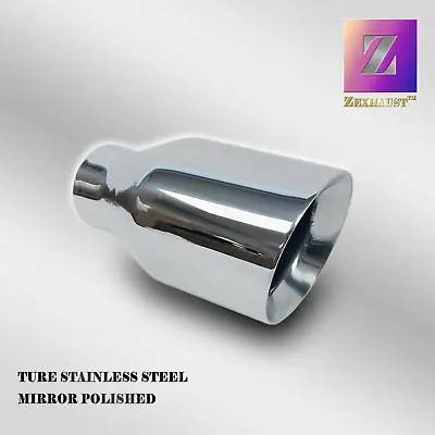 4in CHROME EXHAUST TIP 2.25in INLET 7in LONG ANGLE CUT DOUBLE WALL HI-POLISHED • $47.54