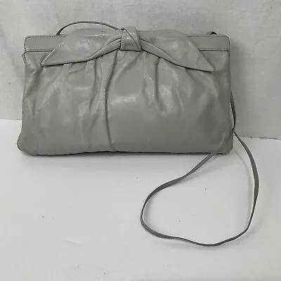 VTG Morris Moskowitz Purse Genuine Leather Gray Convertible Clutch Shoulder Bag • $39.98