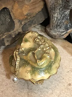 7.Kirks Folly Gold Tone Green Enamel Seashell Treasure Chest Mermaid Trinket Box • $79.99