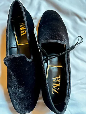 $29.88 • Buy Zara Black Velvet Smoking Slippers Low Heel Flats NEW! 39 8