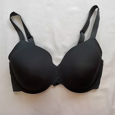 Wacoal French Garden Seamless Bra 34DDD Black Satin Underwire Lined Cup 85340 • $23