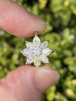 Platinum 1.52TCW 100% Natural Marquise Fancy Diamond Flower Pendant • $899