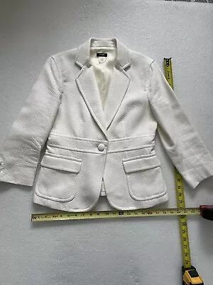 J.Crew Women's Cream White Tweed Sz 4 Blazer Peacoat Pea Coat Jacket • $35