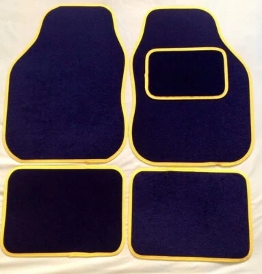 Universal Car Floor Mats - Black Carpet With Red Trim - 4-Piece Set For Ford Focus Etc.